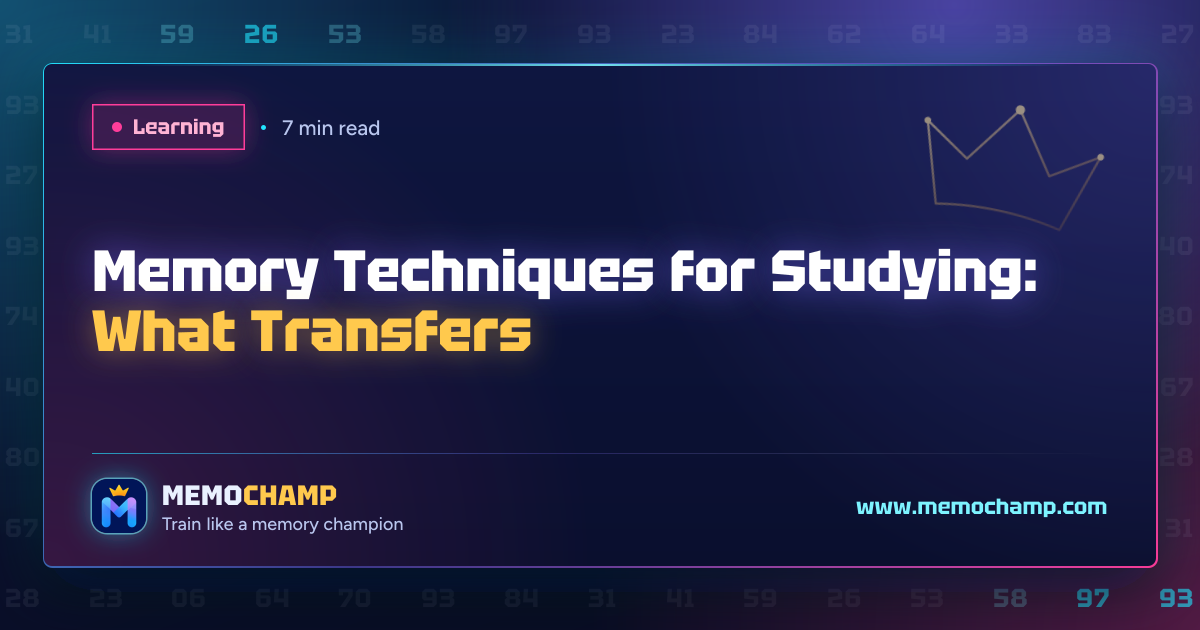 Cover image for Memory Techniques for Studying: What Transfers