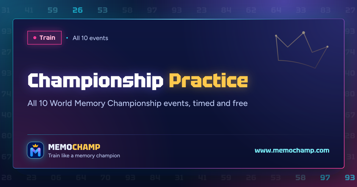 Memory Championship Practice: 10 Events | MemoChamp